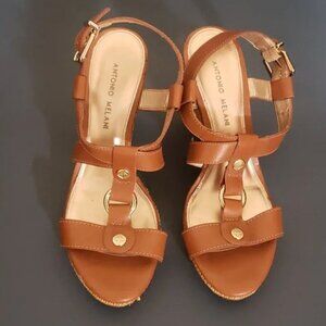 SALE!!!😇🥰 ANTONIO MELANI BROWN LEATHER BUCKLED SANDALS